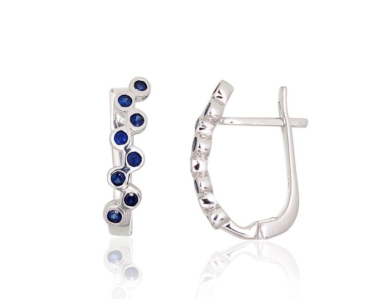 Silver earrings , Sapphire 