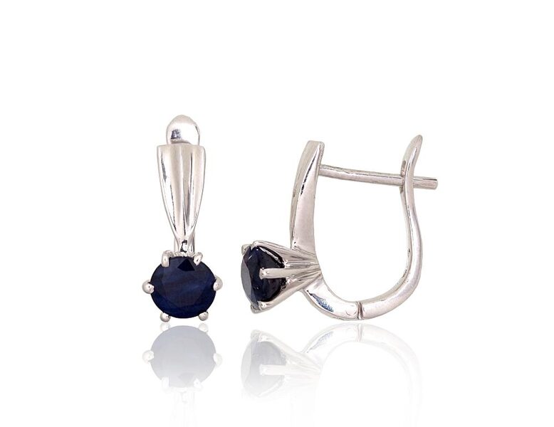 Silver earrings with sapphires