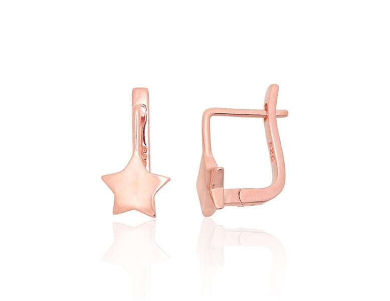 Vaikiški sidabriniai auskarai su “anglišku” užsegimu Auksinė Žvaigždutė, 925°, raudonojo aukso danga