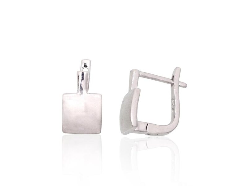 Серебряные серьги без камня, английский замок, серебро 925, родиевое покрытие, 11 мм