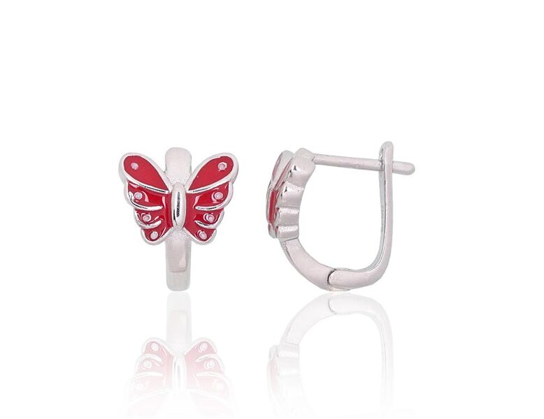 Vaikiški sidabriniai auskarai su anglišku užsegimu, 925 sidabras, emalis