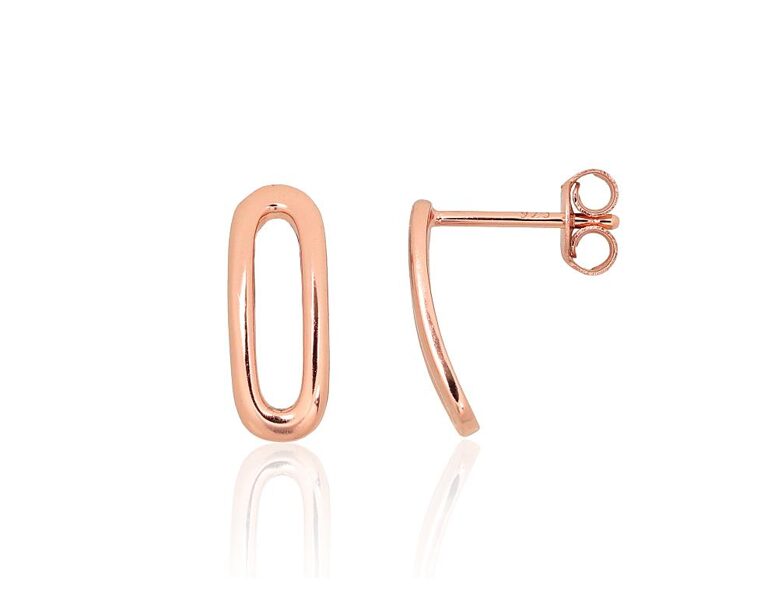 Sudraba auskari-nagliņas ar sarkanā zelta pārklājumu, Sudrabs 925°, 14 mm