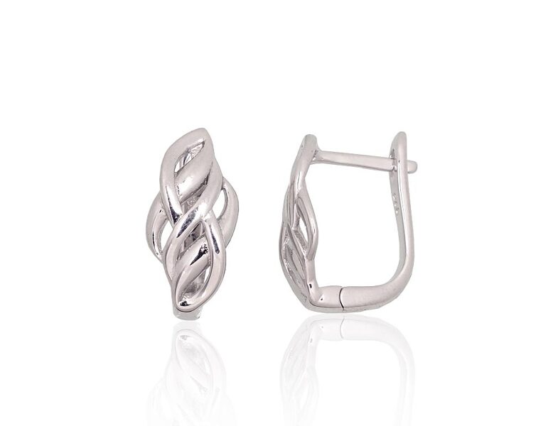 Серебряные серьги, английский замок, серебро 925, родиевое покрытие, 16 мм