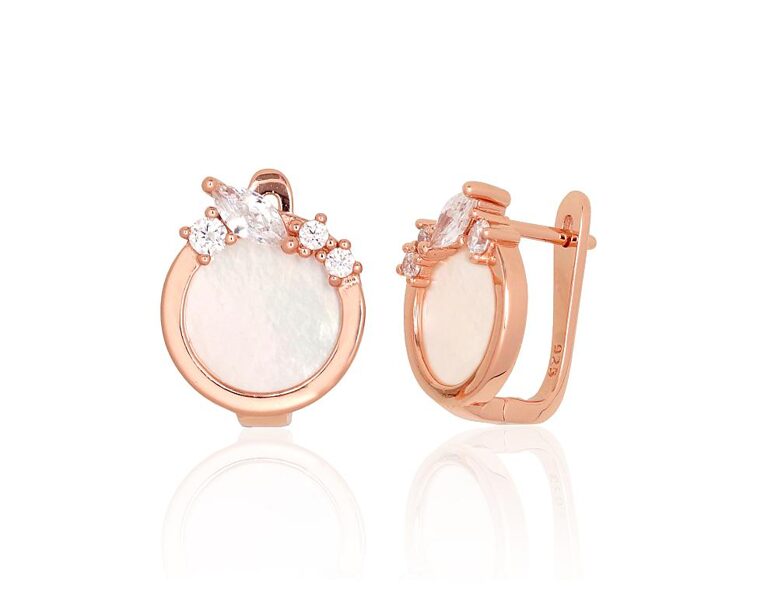 Silver Earrings with Mother-of-Pearl & Red Gold – 925°