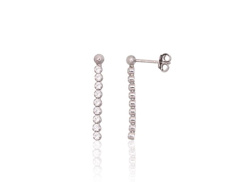 Women’s Silver Stud Earrings – Zirconia, 925°, Rhodium Plated, 26 mm