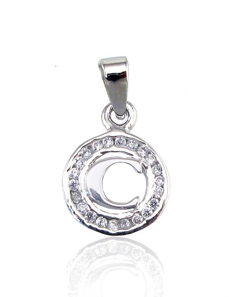 Sudraba kulons burts C , Sudrabs 925°, rodijs (pārklājums), Cirkoni 