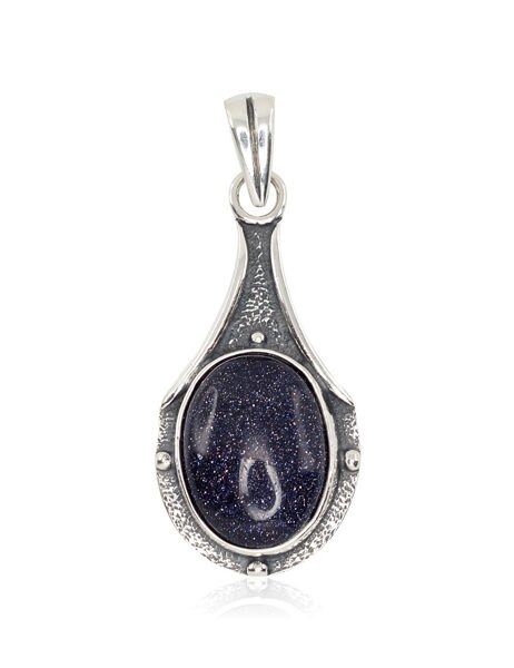 Silver pendant , Silver 925°, oxide (Plating), Avanturin (Imitation) 
