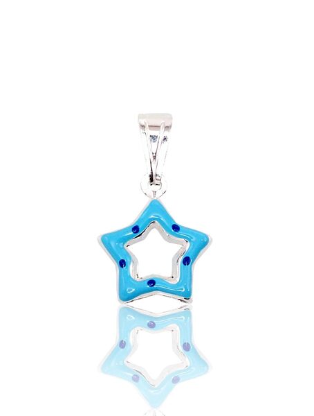 Bērnu Sudraba kulons Zvaigzne ar zilo emalju, Sudrabs 925°