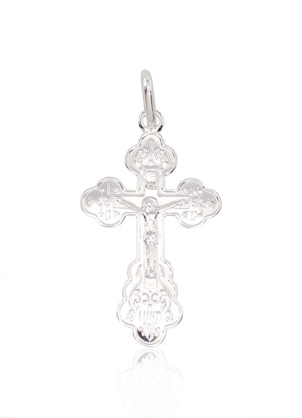 Серебряный кулон Крестик православный 32 мм, Серебро 925°