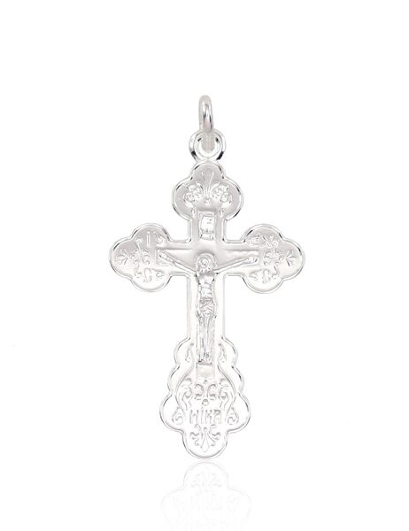 Серебряный кулон Крестик православный 37 мм, Серебро 925°