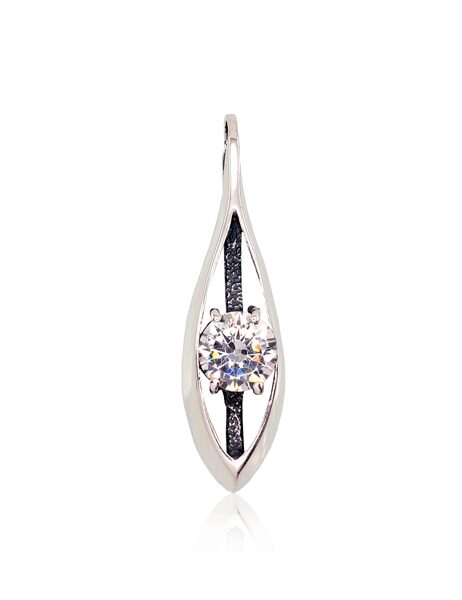 Silver Pendant with Zircon – Oxidized 925° Sterling Silver, 39 mm