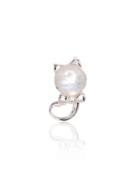 Серебряный кулон с лунным камнем и цирконами , Серебро 925°