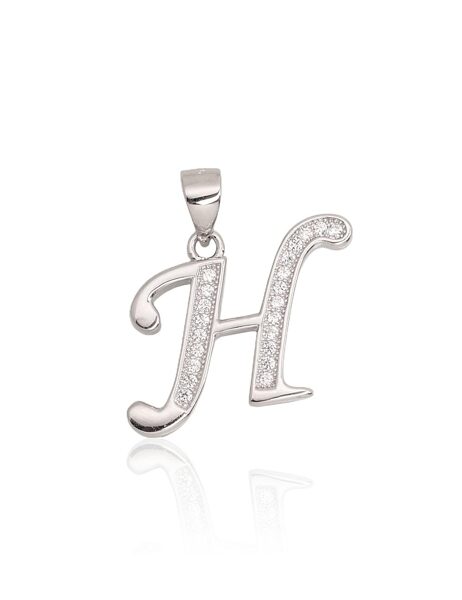 Sudraba kulons burts H , Sudrabs 925°, rodijs (pārklājums), Cirkoni 