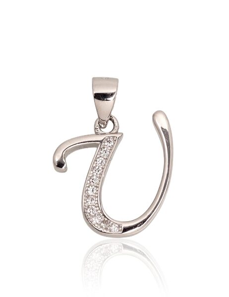 Sudraba kulons burts U , Sudrabs 925°, rodijs (pārklājums), Cirkoni 