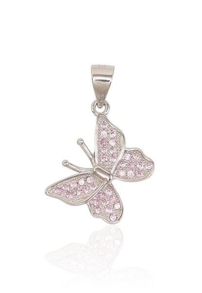 Sudraba kulons Taurenis ar rozā cirkoniem, rodijs (pārklājums) , Sudrabs 925°