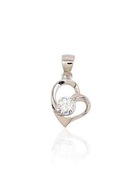 Silver Heart Pendant with Zircon 2301657(PRh-Gr)_CZ