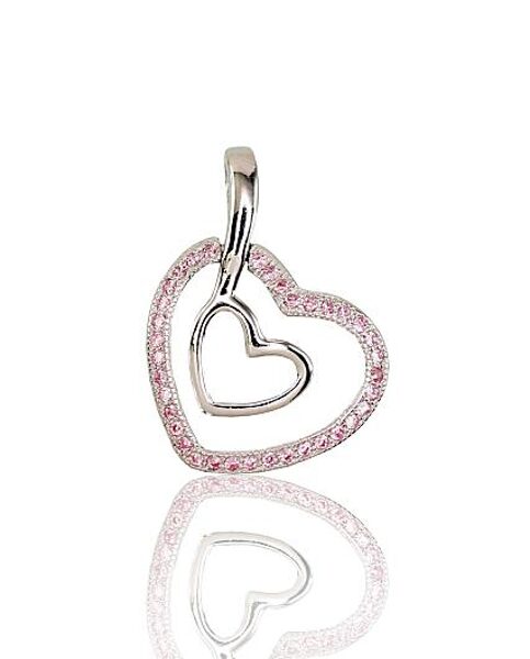 Silver Heart Pendant with Pink Zircons 2301660(PRh-Gr)_CZ-PI