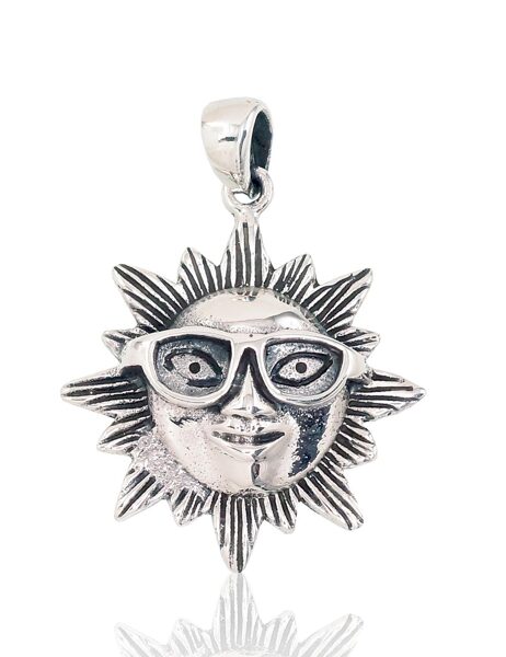 Sudraba kulons "Saule ar brillēm", Sudrabs 925°, oksīda pārklājums