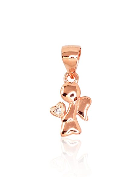 Серебряный кулон , Серебро 925°, красное золото (покрытие), Цирконы 