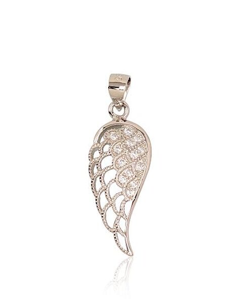 Silver Pendant "Angel Wing" with Zircons 2301745(PRh-Gr)_CZ