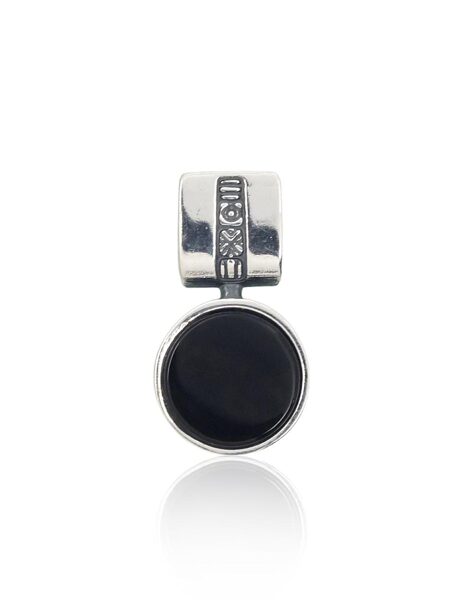 Silver Pendant with Onyx – Oxidized 925 Sterling Silver, 21 mm