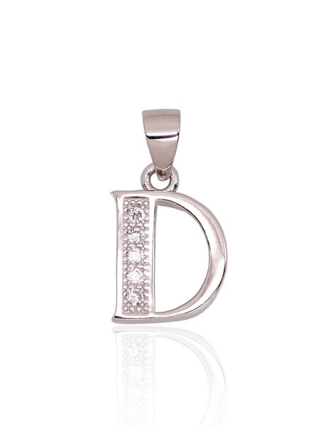 Sudraba kulons burts D ar cirkoniem, rodīja (pārklājums)