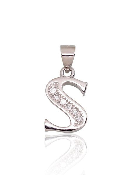 Sudraba kulons burts S ar cirkoniem, rodijs (pārklājums)