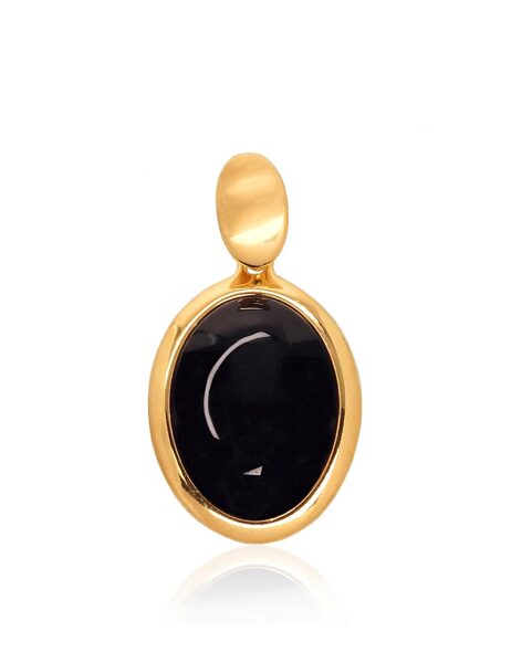 925 Silver Pendant with Onyx and Yellow Gold Finish