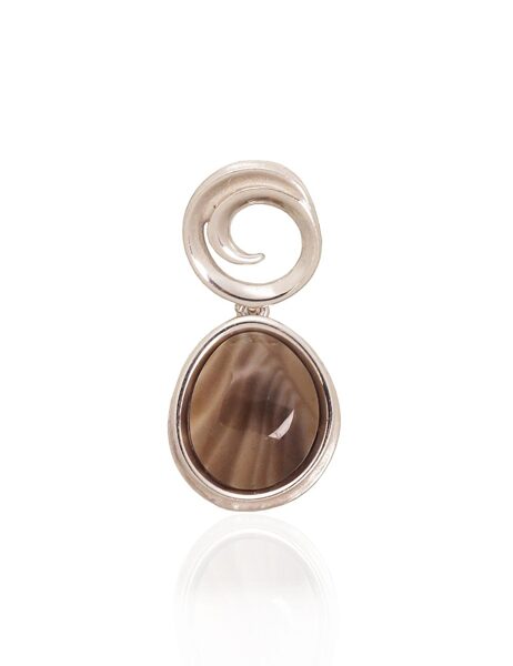 925 Silver Pendant with Flint and Rhodium Finish