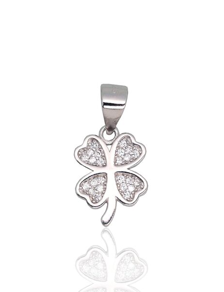 Women’s Silver Pendant “Four-Leaf Clover” – 925°, Rhodium, Zirconia