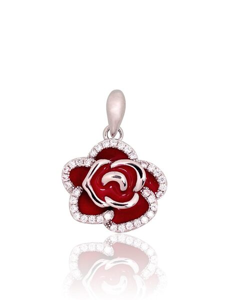 Silver Rose Pendant with Zirconia – A Symbol of Elegance and Romance