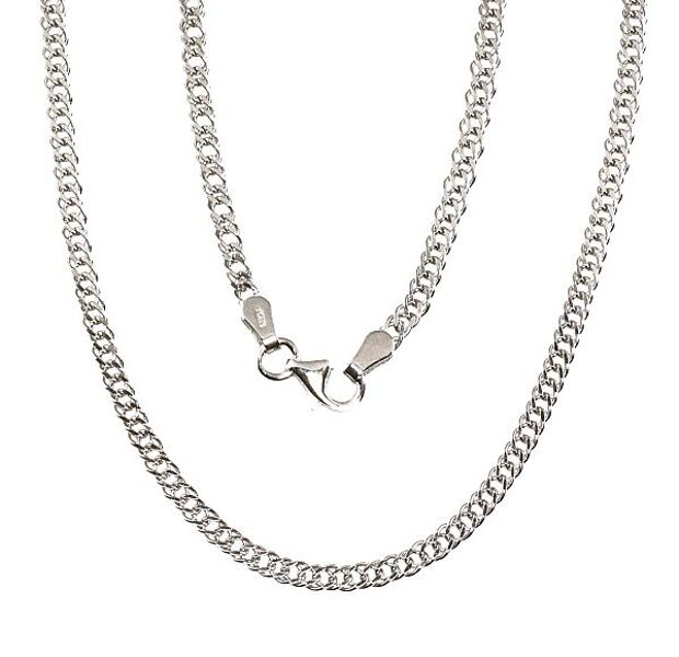 Silver Chain "Rhombus" with Diamond-Cut Finish – 55cm