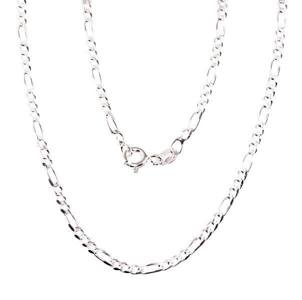 Sterling Silver Figaro Chain 2.2 mm with Diamond-Cut Finish – 50 cm