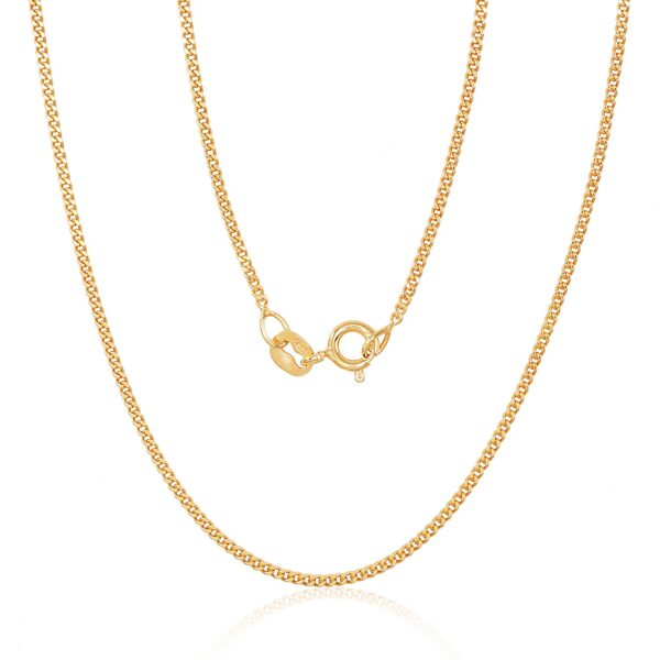 Sterling Silver Cartier Chain 1.5 mm with Diamond-Cut Finish – Yellow Gold Plated, 47 cm