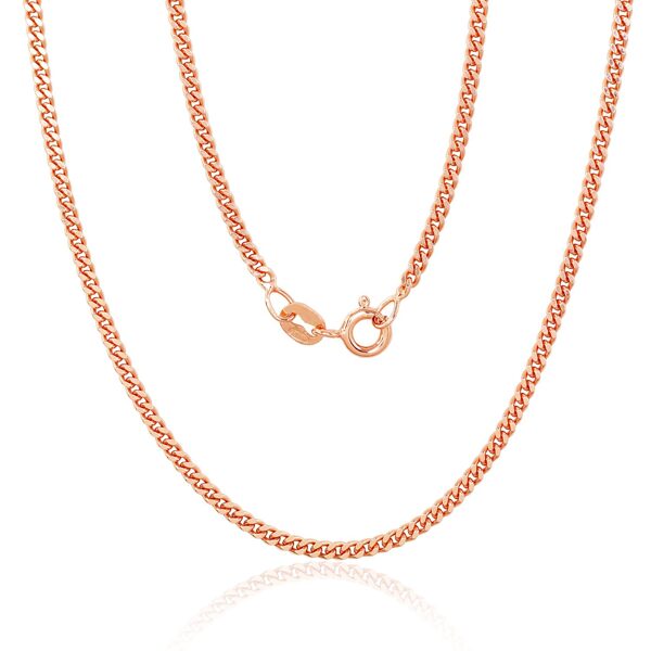 Sidabrinė Cartier grandinėlė 2 mm su deimantiniu pjovimu ir raudono aukso padengimu, 40 cm