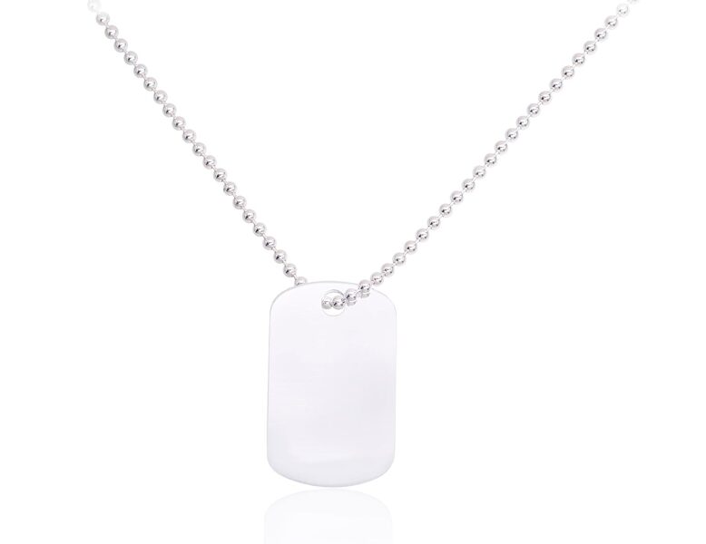 Men’s 925 Silver Dog Tag Necklace, 60 cm
