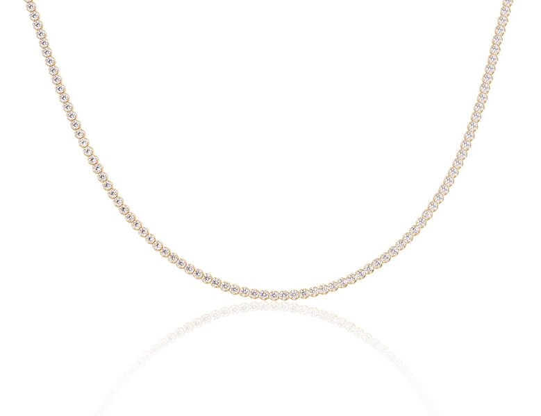 Silver Necklace with Zirconia, Yellow Gold Plating, 40 cm