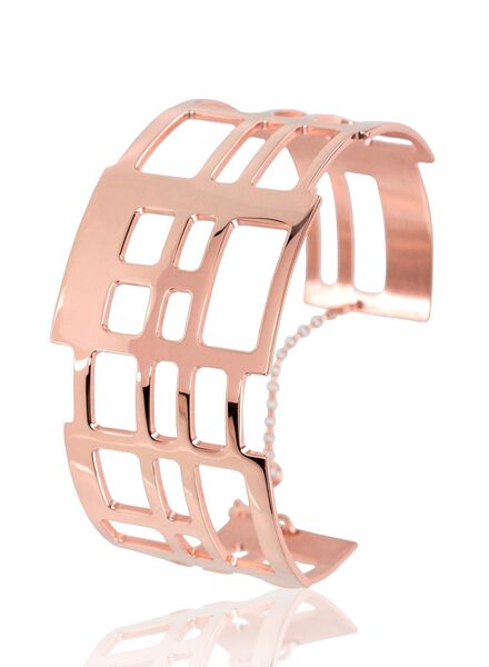 Elegant silver bracelet, size 18, red gold plating