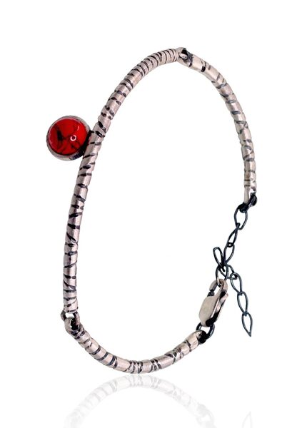 Silver bracelet with Coral (Imitation), size 17