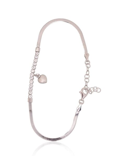 Silver Bracelet with Zirconia, 925 Sterling Silver, Rhodium Plated, 17 cm