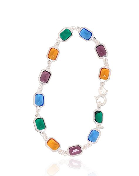 Silver bracelet with zircons "Glow", size 20