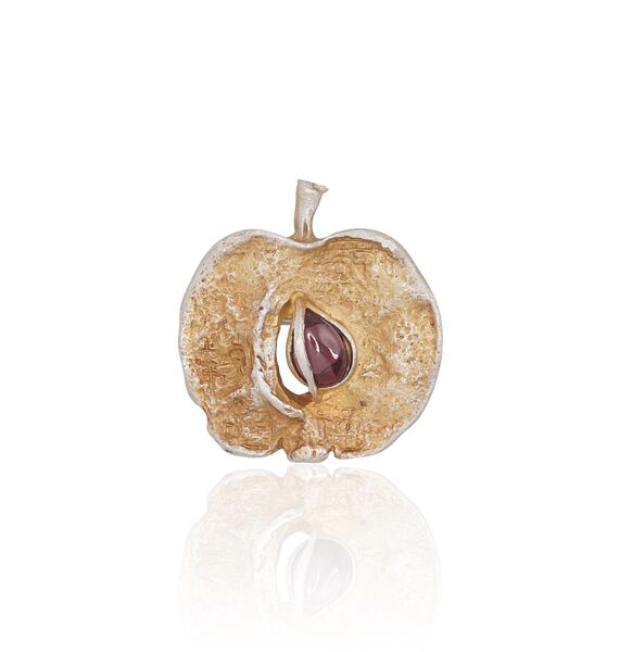 Sidabrinė sagė , Sidabras 925°, oksidas (padengti), Granatas 