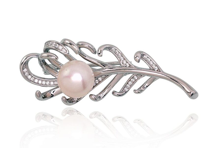 Sidabrinė segė su cirkoniais ir perlu