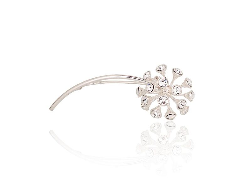 Sidabrinė segė „Pienė“ su kristalais, sidabras 925°