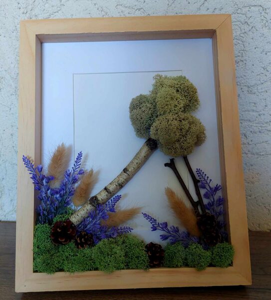 Stabilized moss Painting in a Wooden Frame "Walk in the Forest"