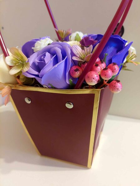 Soap Flowers in a Lilac Basket