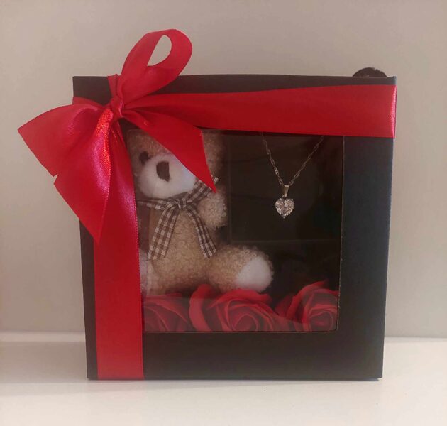 Romantic Gift - Teddy Bear with Heart Necklace 