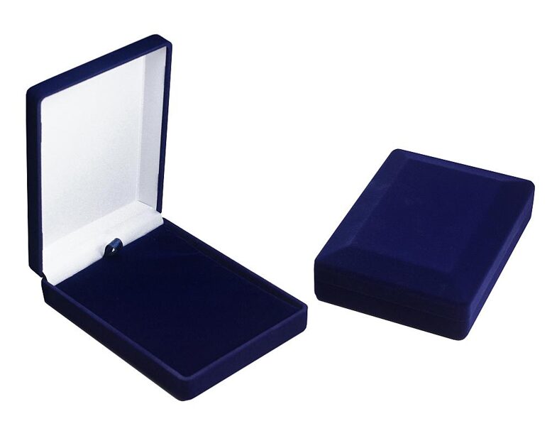 Tumši zilā velūra dāvanu kārbiņa rotaslietām