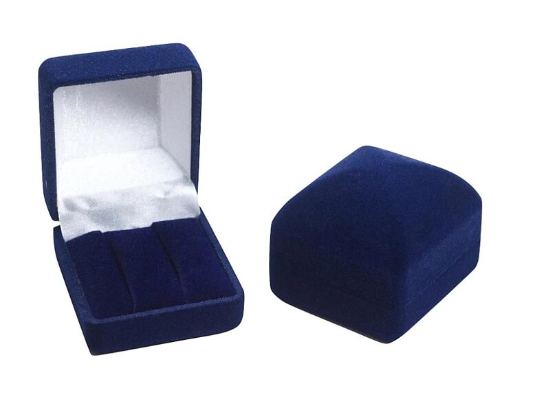 Велюровая коробочка для серёг и колец – тёмно-синяя