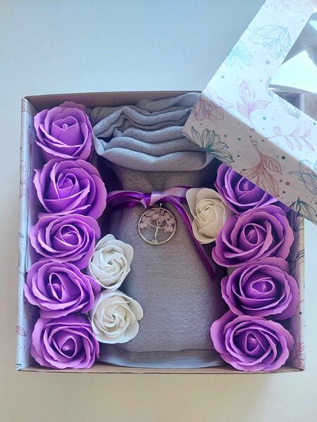 Gift Set - Scarf with Rose Quartz Pendant